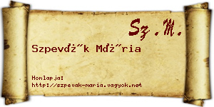 Szpevák Mária névjegykártya